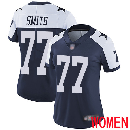 Women Dallas Cowboys Limited Navy Blue Tyron Smith Alternate 77 Vapor Untouchable Throwback NFL Jersey